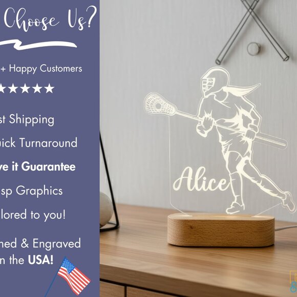Lacrosse Night Light – Personalized LED Lamp for Lacrosse Lovers - Picture 3 of 7